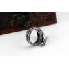 Retro Tibetan Silver Double Dragons Head Ring