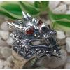 Retro 925 Sterling Silver Dragon Head Ring With Garnet Dragon Eyes