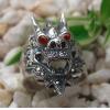 Retro 925 Sterling Silver Dragon Head Ring With Garnet Dragon Eyes