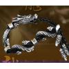 Sasang Sacred Dragon Silver Bracelets Bangle Dragon Black Leather Bracelet Man Jewelry