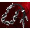 Sasang Sacred Dragon Silver Bracelets Bangle Dragon Black Leather Bracelet Man Jewelry