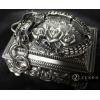 Tibet Silver Dragon Bracelet With Relief Sculpture Tin Box