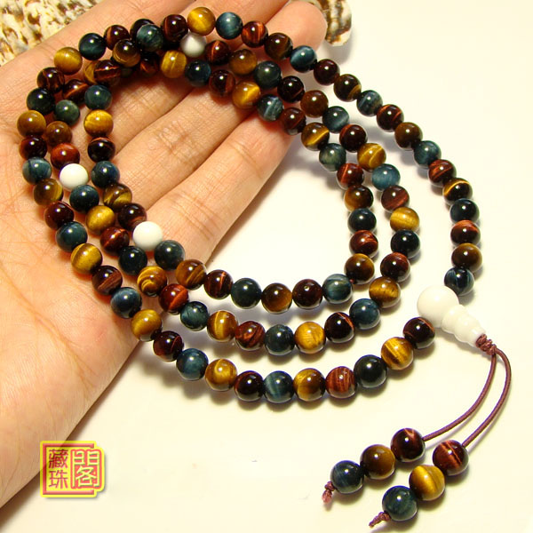 Genuine 6mm Natural Colored Tiger Eye 108 Beads Bracelet Genuine 6mm Natural Colored Tiger Eye 108 Beads Bracelet