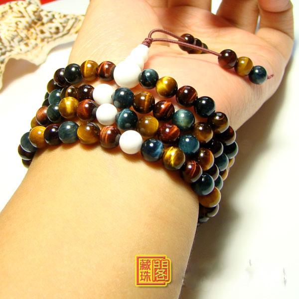 Genuine 6mm Natural Colored Tiger Eye 108 Beads Bracelet Genuine 6mm Natural Colored Tiger Eye 108 Beads Bracelet