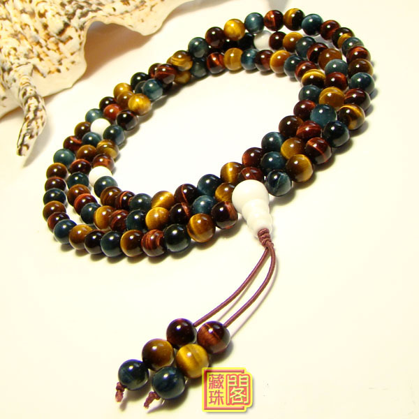 Genuine 6mm Natural Colored Tiger Eye 108 Beads Bracelet Genuine 6mm Natural Colored Tiger Eye 108 Beads Bracelet
