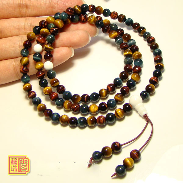 Genuine 6mm Natural Colored Tiger Eye 108 Beads Bracelet Genuine 6mm Natural Colored Tiger Eye 108 Beads Bracelet