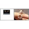 Handmade Cute Cat And The Eyes Mosaic Gem 925 Sterling Silver Ring