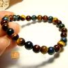 Genuine 6mm Natural Colored Red Yellow And Blue Tiger Eye Bracelet