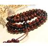 Genuine 6mm To 8mm Natural Red Tiger Eye And Obsidian 108 Beads Bracelet