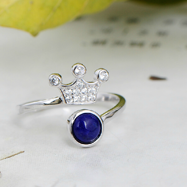 Natural Lapis Lazuli Crown Princess 925 Silver Ring Natural Lapis Lazuli Crown Princess 925 Silver Ring