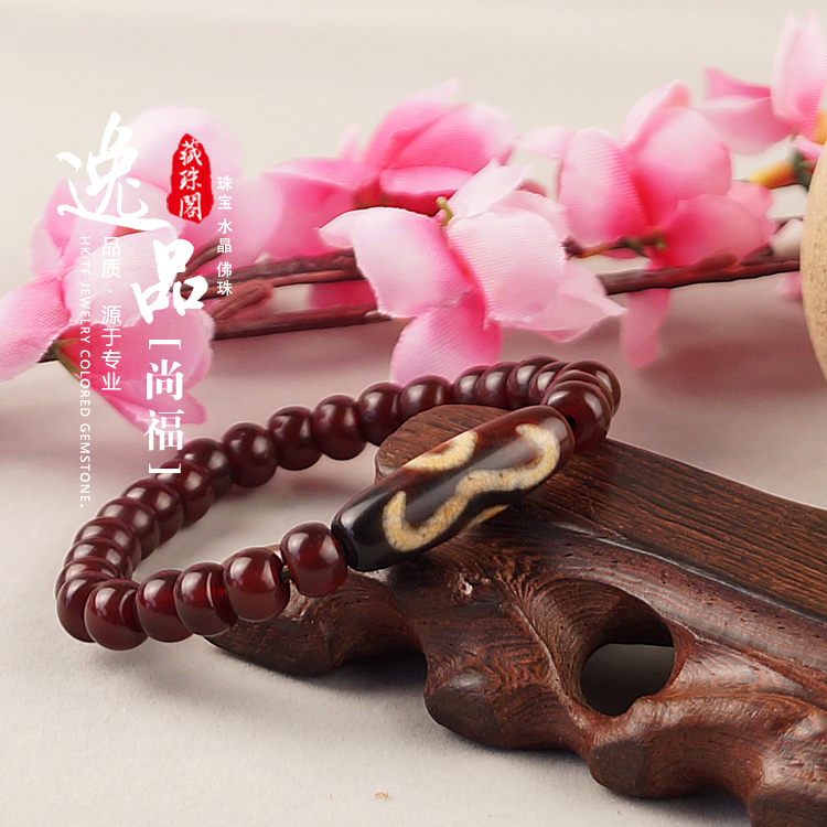 Handmade Bloodstone Beads Luck Two Eyes Dzi Tibetan Buddhist Bracelet Handmade Bloodstone Beads Luck Two Eyes Dzi Tibetan Buddhist Bracelet