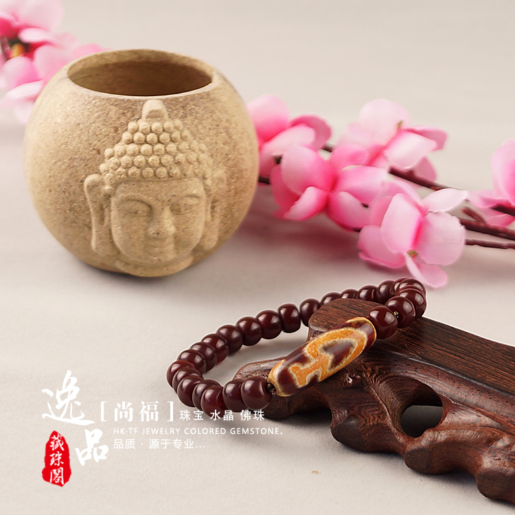 Handmade Bloodstone Beads Aquaria Dzi Tibetan Buddhist Bracelet Handmade Bloodstone Beads Aquaria Dzi Tibetan Buddhist Bracelet