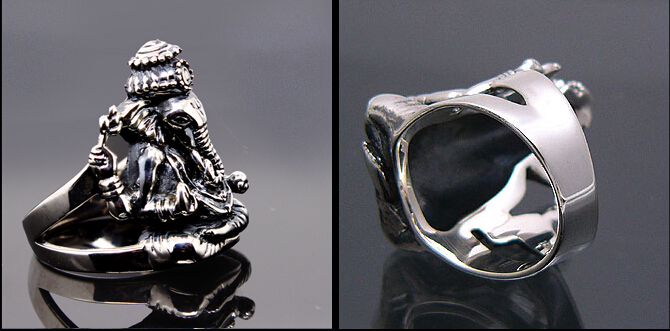 Retro Elephant Meditation Status 925 Silver Mens Ring Retro Elephant Meditation Status 925 Silver Mens Ring