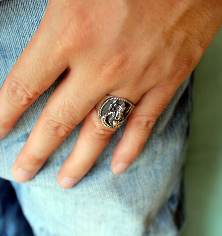 Elephant Trunk Silver Ring Man Elephant Trunk Silver Ring Man