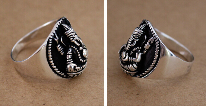 Elephant Trunk Silver Ring Man Elephant Trunk Silver Ring Man