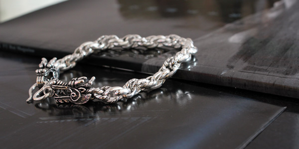 Handmade Double Dragon Head 925 Silver Mans Bracelet Handmade Double Dragon Head 925 Silver Mans Bracelet