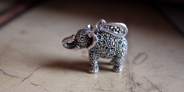 Handmade 925 Silver Hollow Out Elephant Pendant With Marcasite Handmade 925 Silver Hollow Out Elephant Pendant With Marcasite