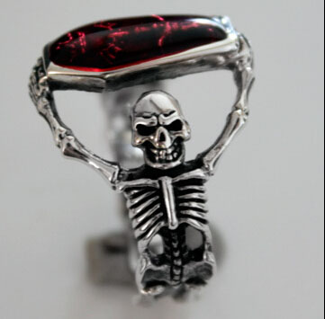 Bloodthirsty Dark Skull 925 Silver Man Ring Bloodthirsty Dark Skull 925 Silver Man Ring