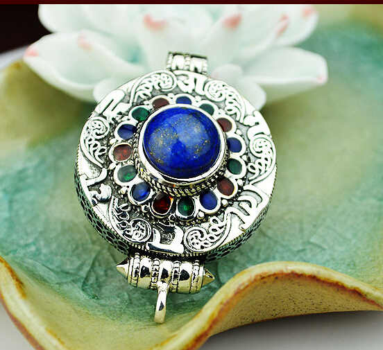 925 Silver Round Spinning Gau Box Pendant With Natural Lapis lazuli No Chain 925 Silver Round Spinning Gau Box Pendant With Natural Lapis lazuli No Chain