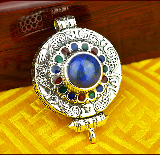 925 Silver Round Spinning Gau Box Pendant With Natural Lapis lazuli No Chain 925 Silver Round Spinning Gau Box Pendant With Natural Lapis lazuli No Chain