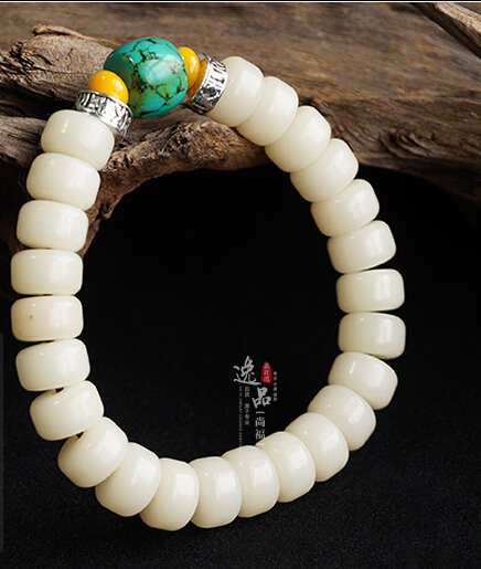 Natural Turquoise 9MM or 11MM White Jade Bodhi Buddha Bracelet Natural Turquoise 9MM or 11MM White Jade Bodhi Buddha Bracelet