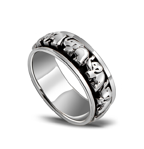 Handmade Vintage 925 Silver Elephants Lucky Ring Handmade Vintage 925 Silver Elephants Lucky Ring