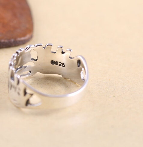 Lucky Carving Baby Elephants Hollow 925 Silver Ring Lucky Carving Baby Elephants Hollow 925 Silver Ring