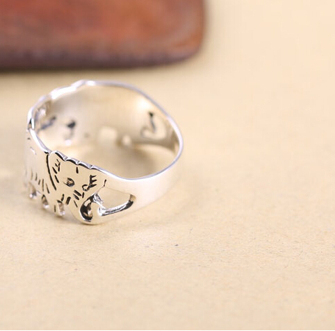 Lucky Carving Baby Elephants Hollow 925 Silver Ring Lucky Carving Baby Elephants Hollow 925 Silver Ring