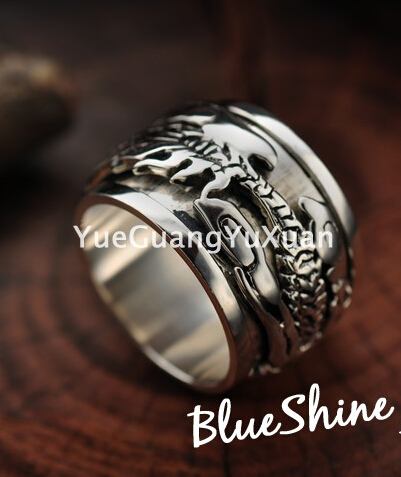 Fashion 925 Silver Dragon Carving Wide Prayer Ring Fashion 925 Silver Dragon Carving Wide Prayer Ring