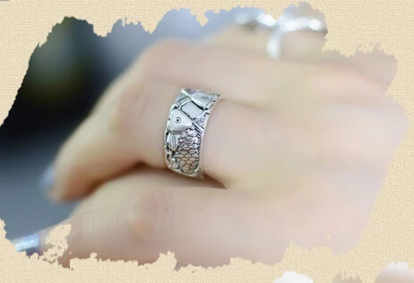 S925 Silver Double Fish Carving Ring For Man And Woman S925 Silver Double Fish Carving Ring For Man And Woman