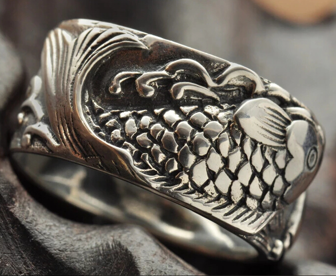 S925 Silver Double Fish Carving Ring For Man And Woman S925 Silver Double Fish Carving Ring For Man And Woman