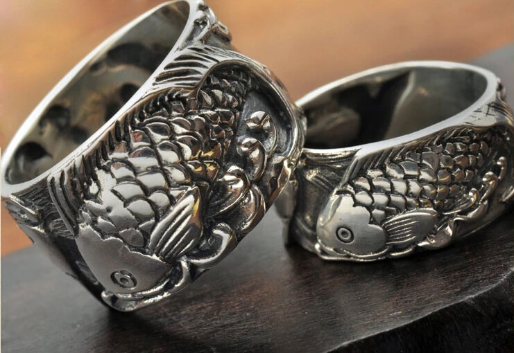 S925 Silver Double Fish Carving Ring For Man And Woman S925 Silver Double Fish Carving Ring For Man And Woman