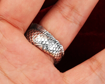 Retro Men 925 Silver Fish Ring Retro Men 925 Silver Fish Ring