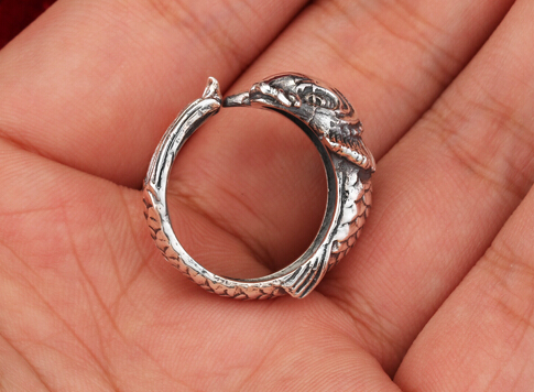 Retro Men 925 Silver Fish Ring Retro Men 925 Silver Fish Ring