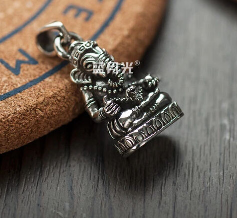 Thailand Silver Lucky Elephant Trunk Statue Necklace Pendant No Chain Thailand Silver Lucky Elephant Trunk Statue Necklace Pendant No Chain
