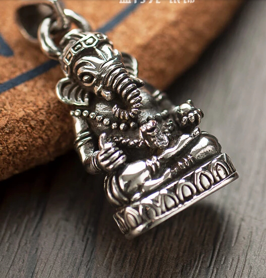 Thailand Silver Lucky Elephant Trunk Statue Necklace Pendant No Chain Thailand Silver Lucky Elephant Trunk Statue Necklace Pendant No Chain