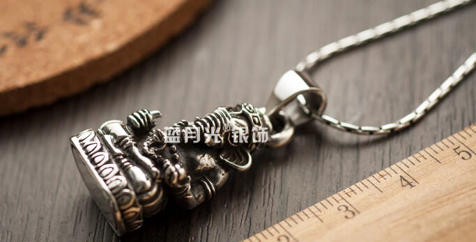 Thailand Silver Lucky Elephant Trunk Statue Necklace Pendant No Chain Thailand Silver Lucky Elephant Trunk Statue Necklace Pendant No Chain