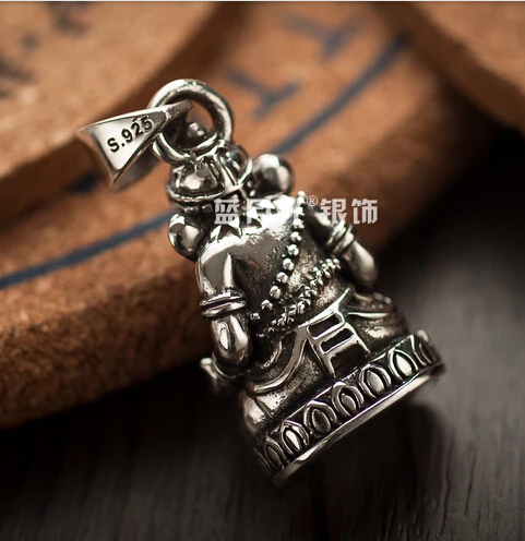 Thailand Silver Lucky Elephant Trunk Statue Necklace Pendant No Chain Thailand Silver Lucky Elephant Trunk Statue Necklace Pendant No Chain