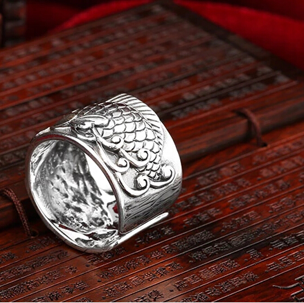 Silver 925 Couple Fish Vintage Wide Open Ring Silver 925 Couple Fish Vintage Wide Open Ring