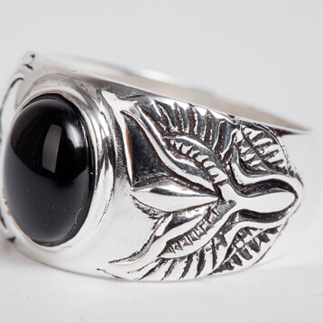 Retro Thailand Silver Black Agate Forefinger Ring Retro Thailand Silver Black Agate Forefinger Ring