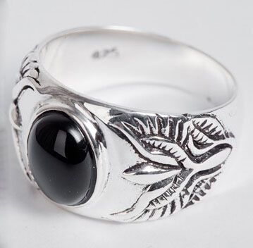 Retro Thailand Silver Black Agate Forefinger Ring Retro Thailand Silver Black Agate Forefinger Ring