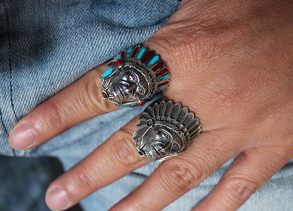 Indian Chiefs Vintage Silver Men Ring Indian Chiefs Vintage Silver Men Ring