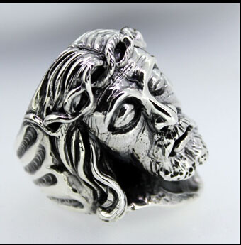 Religion Jesus Head Face 925 Silver Ring Religion Jesus Head Face 925 Silver Ring