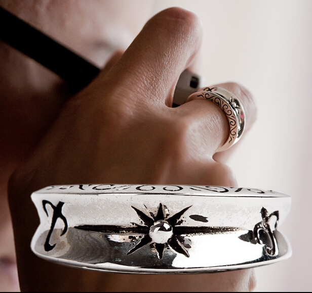Handmade Indian Inca Empire Sun Pattern Totem Silver Man Ring Handmade Indian Inca Empire Sun Pattern Totem Silver Man Ring