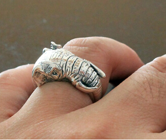 Handmade Thai Silver Three-dimensional Elephant Nose Ring Handmade Thai Silver Three-dimensional Elephant Nose Ring