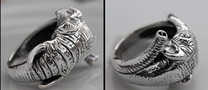 Handmade Thai Silver Three-dimensional Elephant Nose Ring Handmade Thai Silver Three-dimensional Elephant Nose Ring