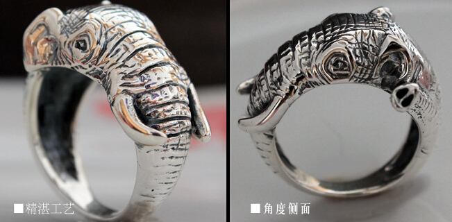 Handmade Thai Silver Three-dimensional Elephant Nose Ring Handmade Thai Silver Three-dimensional Elephant Nose Ring