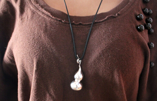 Handmade Chinese Style 925 Sterling Silver Gourd Pendant Without Chain Handmade Chinese Style 925 Sterling Silver Gourd Pendant Without Chain