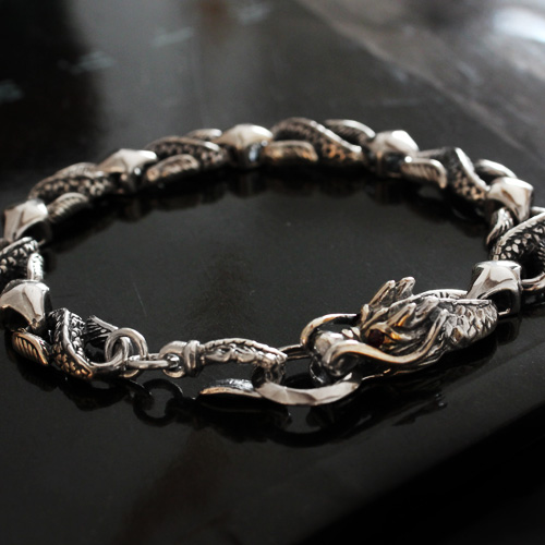 Dragon Vintage Silver Bracelet For Man Dragon Vintage Silver Bracelet For Man