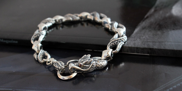Dragon Vintage Silver Bracelet For Man Dragon Vintage Silver Bracelet For Man